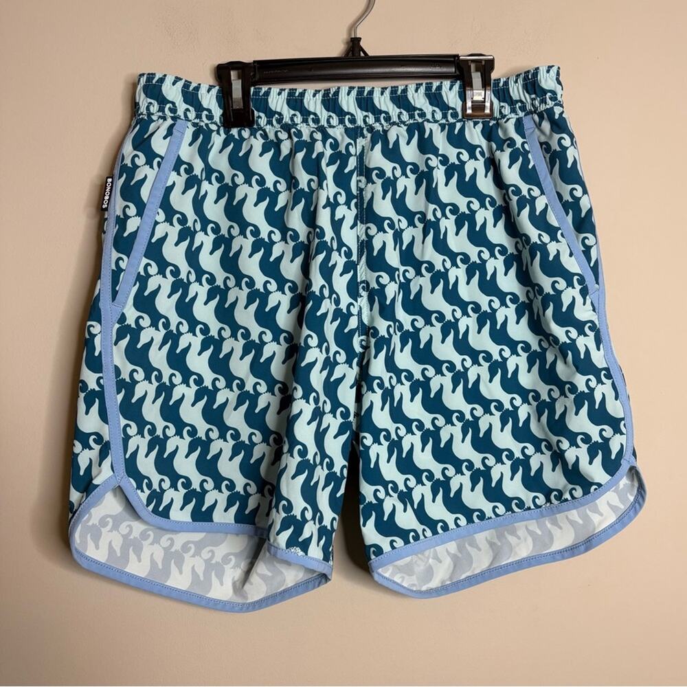 Bonobos Swim Trunks Blue Teal Seahorses 7” Size Medium